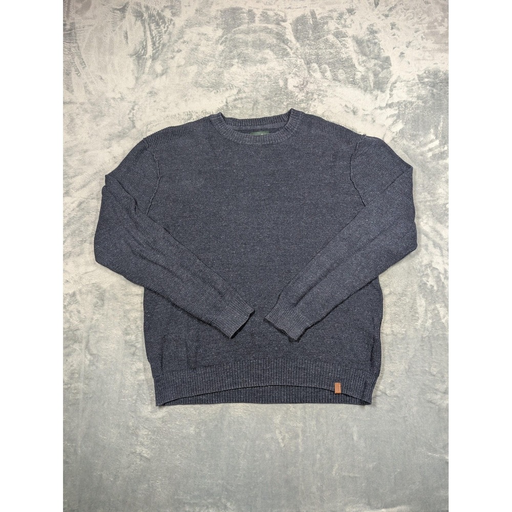 Roots Sweater Mens Large Blue Cotton Crewneck Knit Pullover Long Sleeve Logo